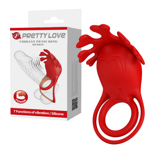 Pretty Love Vibrating Cock Ring Ruben (Red)