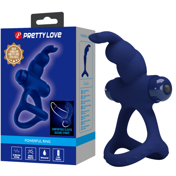 Pretty Love Powerful Ring Luchito Vibrating Cock Ring Navy Blue
