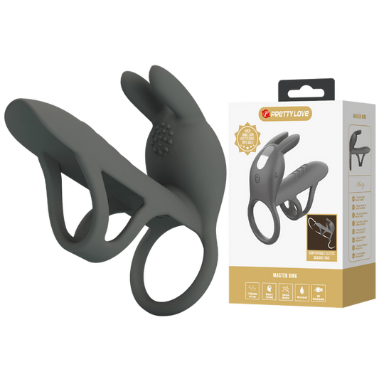 Pretty Love Master Ring - Matty Vibrating Couples Cock Ring Sleeve (Grey)