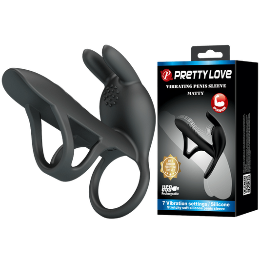 Pretty Love Matty Vibrating Penis Sleeve (Black)