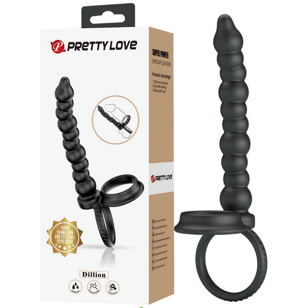Pretty Love Dillion Anal Probe - Cock & Ball Ring Beaded Dildo Double Penetration
