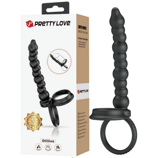 Pretty Love Dillion Anal Probe - Cock & Ball Ring Beaded Dildo Double Penetration