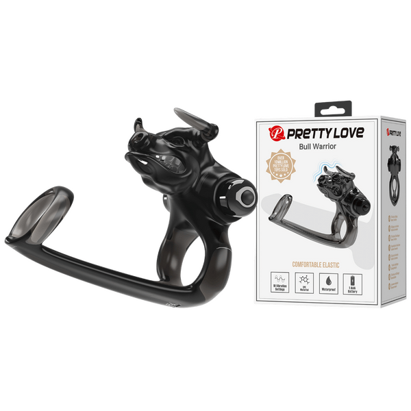 Pretty Love Bull Warrior Vibrating Cock Ring (Black)