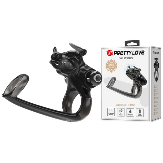 Pretty Love Bull Warrior Vibrating Cock Ring (Black)