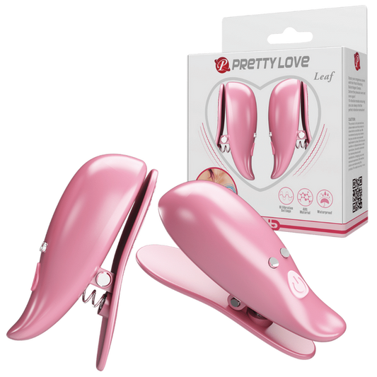 Pretty Love Leaf - Vibrating Nipple Clamps Pink