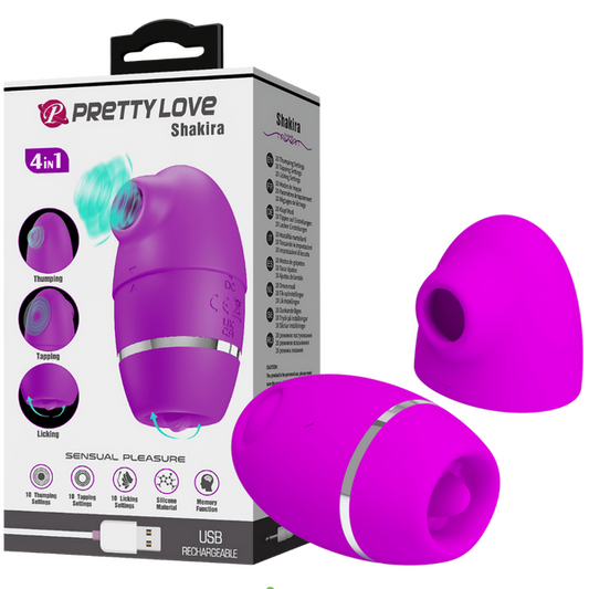 Pretty Love Shakira 4in1 Suction Tapping Licking Vibrator Purple