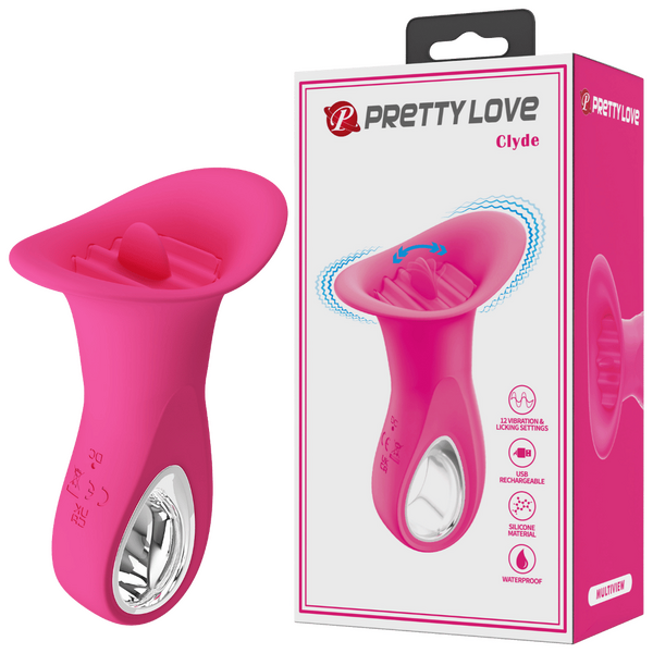 Pretty Love Clyde Vibrating Licking Tongue Stimulator Pink