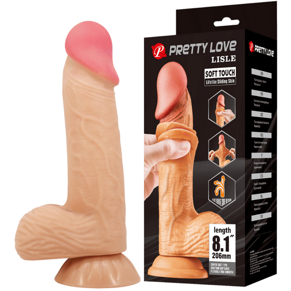 Pretty Love Lisle Soft Toch Sliding Skin 8.1" Dildo Flesh