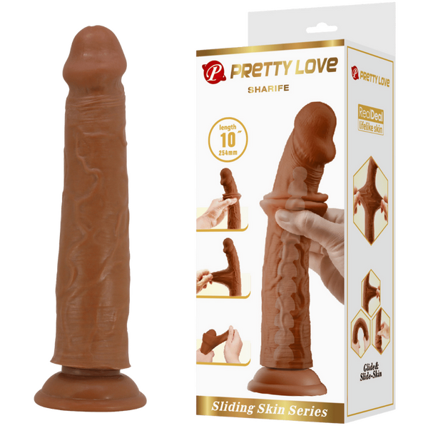 Pretty Love Sliding Skin Series - Sharife 10" Dildo Tan