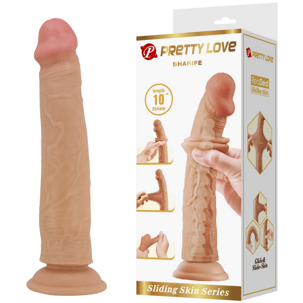 Pretty Love Sliding Skin Series - Sharife 10" Dildo Flesh