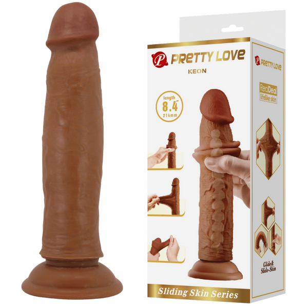 Pretty Love Sliding Skin Series - Keon 8.4" Dildo Tan