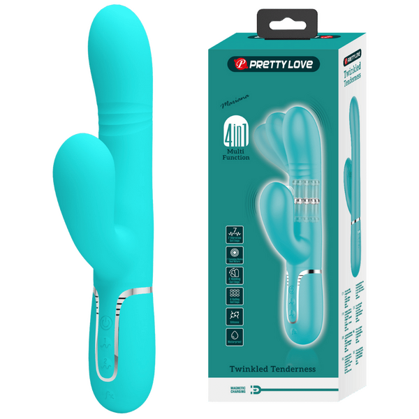 Pretty Love Mariana - 4in1 Multi-function Thumping Rabbit Vibrator Seafoam
