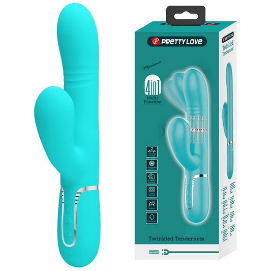Pretty Love Mariana - 4in1 Multi-function Thumping Rabbit Vibrator Seafoam