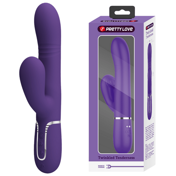 Pretty Love Mariana - 4in1 Multi-function Thumping Rabbit Vibrator Dark Purple
