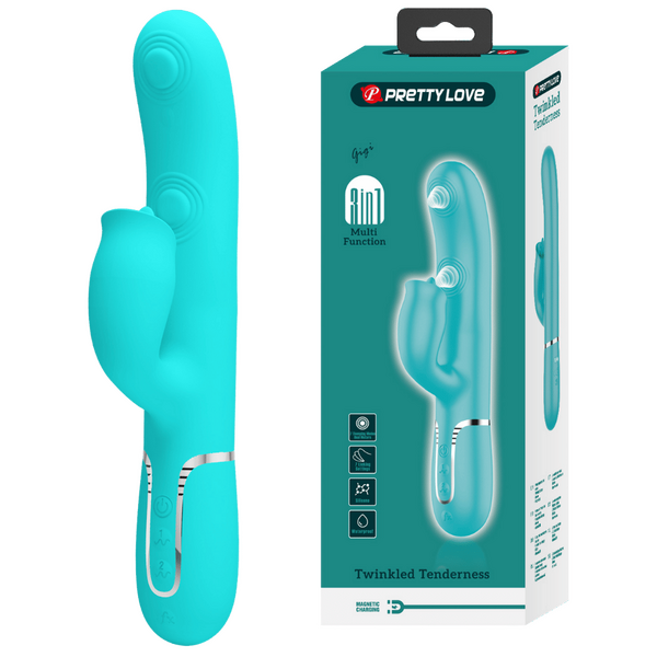 Pretty Love Gigi - 3in1 Multi-function Thumping Licking Rabbit Vibrator Seafoam
