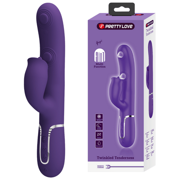 Pretty Love Gigi - 3in1 Multi-function Thumping Licking Rabbit Vibrator Dark Purple
