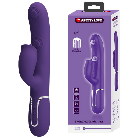 Pretty Love Gigi - 3in1 Multi-function Thumping Licking Rabbit Vibrator Dark Purple