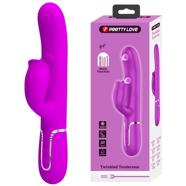 Pretty Love Gigi - 3in1 Multi-function Thumping Licking Rabbit Vibrator Pink