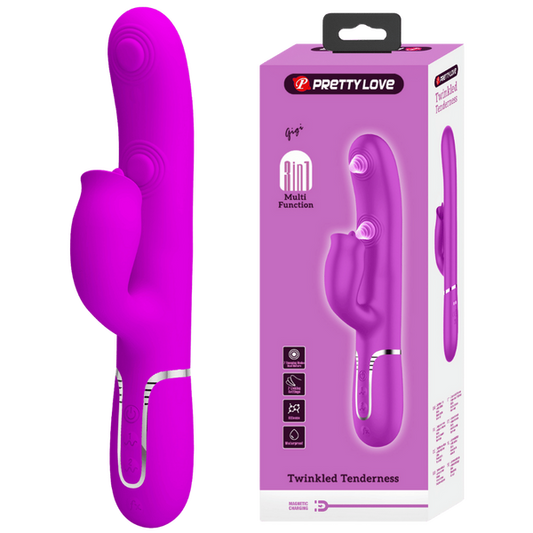 Pretty Love Gigi - 3in1 Multi-function Thumping Licking Rabbit Vibrator Pink