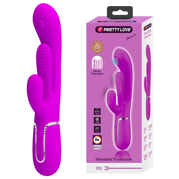 Pretty Love Romance - Shania - 4in1 Multi-function Rabbit Vibrator Pink