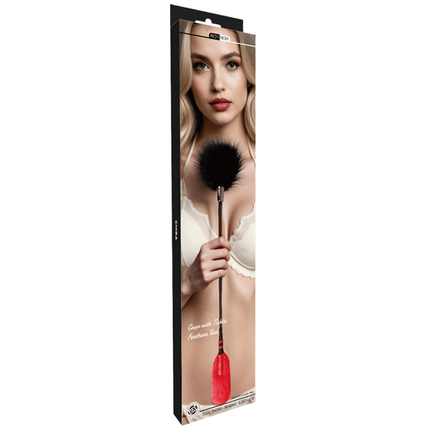 Chisa Noir Crop With Tickle Feathers (Red)