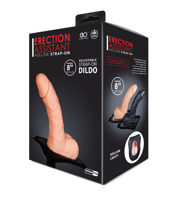 Excellent Power Erection Assistant Hollow Strap On 8" Flesh