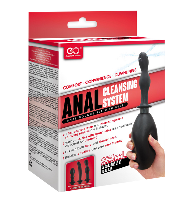 Excellent Power Anal Douche Set With Bulb Black