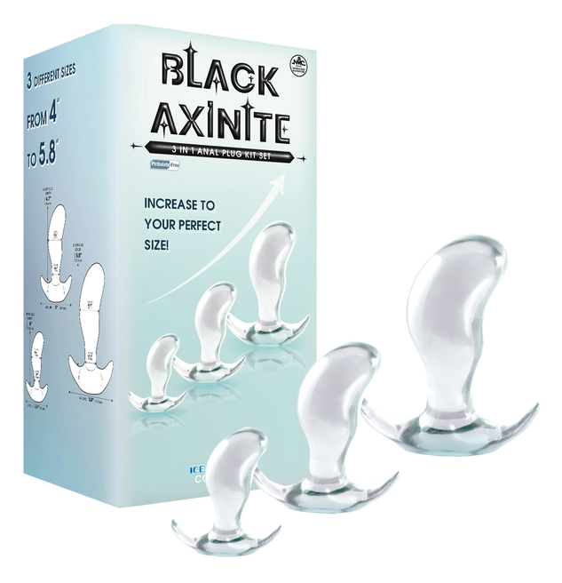 Excellent Power Black Axinite - 3 In 1 Anal Plug Kit Set (Clear)