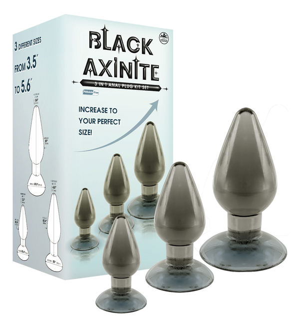 Excellent Power Black Axinite - 3 In 1 Anal Plug Kit Set (Smoke)