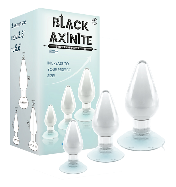 Excellent Power Black Axinite - 3 In 1 Anal Plug Kit Set (Clear)