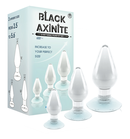 Excellent Power Black Axinite - 3 In 1 Anal Plug Kit Set (Clear)