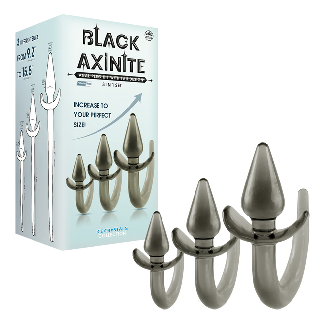 Excellent Power Black Axinite - 3 In 1 Anal Plug Kit With Tail (Smoke)