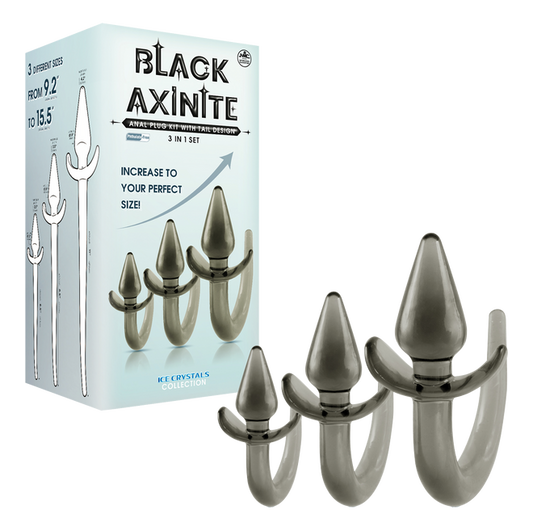 Excellent Power Black Axinite -  3 In 1 Anal Plug Kit With Tail (Smoke)