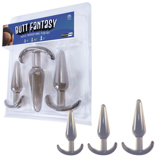 Excellent Power Butt Fantasy - Triple Tapered Anal Plug Set Smoke