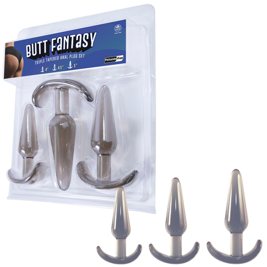 Excellent Power Butt Fantasy - Triple Tapered Anal Plug Set Smoke