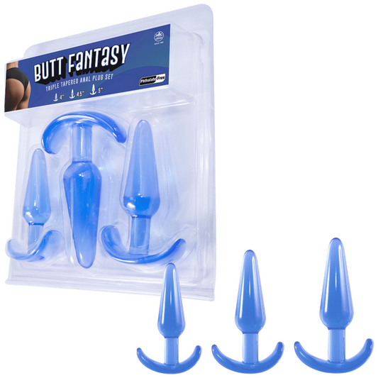 Excellent Power Butt Fantasy - Triple Tapered Anal Plug Set Blue
