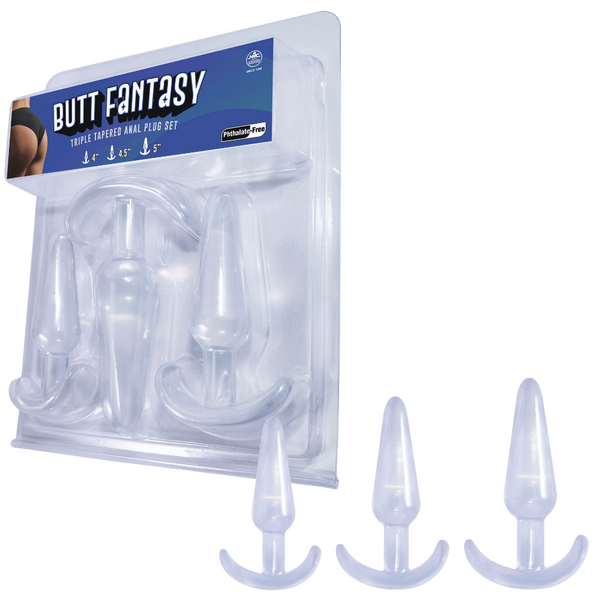 Excellent Power Butt Fantasy - Triple Tapered Anal Plug Set Clear