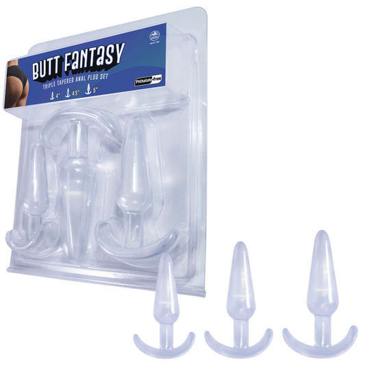 Excellent Power Butt Fantasy - Triple Tapered Anal Plug Set Clear
