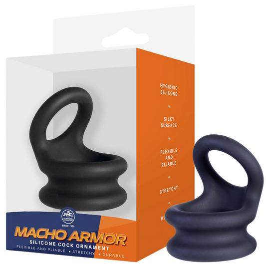 Excellent Power Macho Armor Silicone Cock & Ball Ornament Medium Black