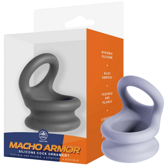 Excellent Power Macho Armor Silicone Cock & Ball Ornament Medium Grey