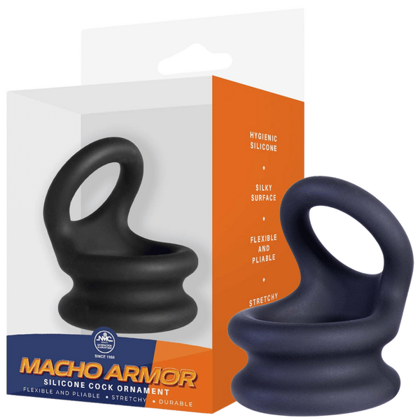 Excellent Power Macho Armor Silicone Cock & Ball Ornament Large Black