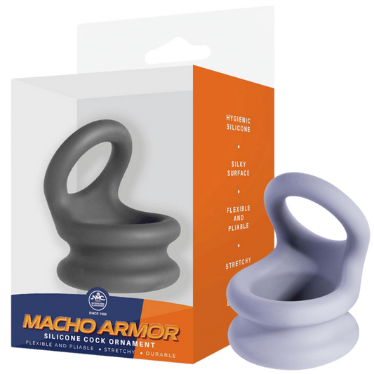 Excellent Power Macho Armor Silicone Cock & Ball Ornament Large Grey