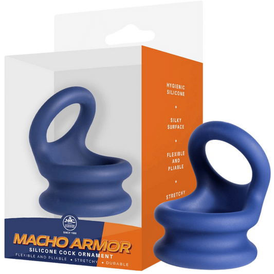 Excellent Power Macho Armor Silicone Cock & Ball Ornament Large Blue