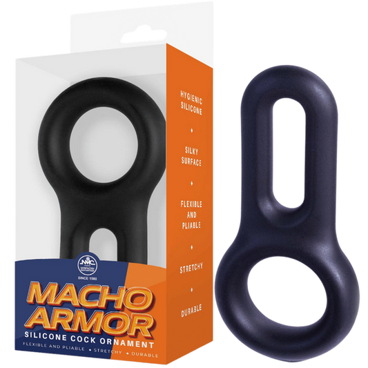 Excellent Power Macho Armor Silicone Cock & Ball Ring Ornament Black