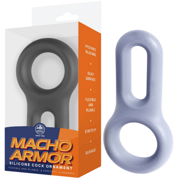 Excellent Power Macho Armor Silicone Cock & Ball Ring Ornament Grey