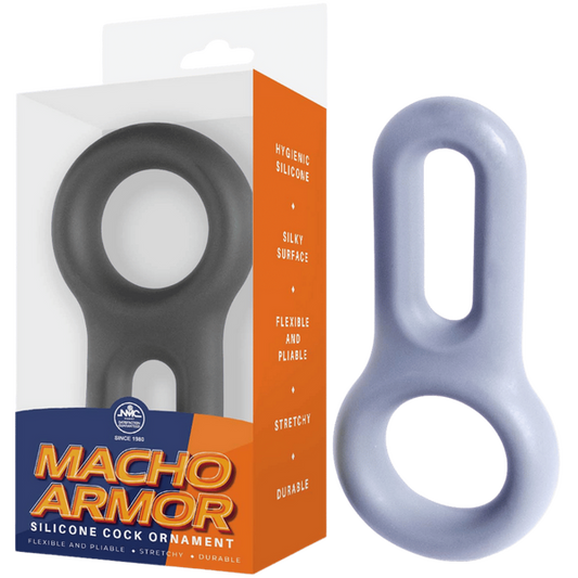 Excellent Power Macho Armor Silicone Cock & Ball Ring Ornament Grey