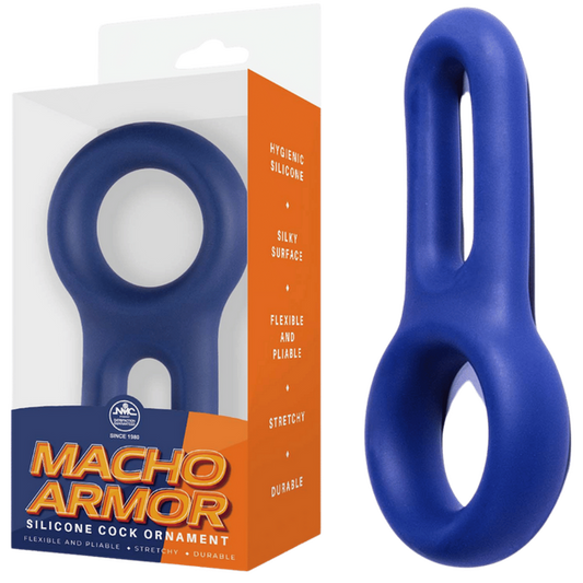 Excellent Power Macho Armor Silicone Cock & Ball Ring Ornament Blue