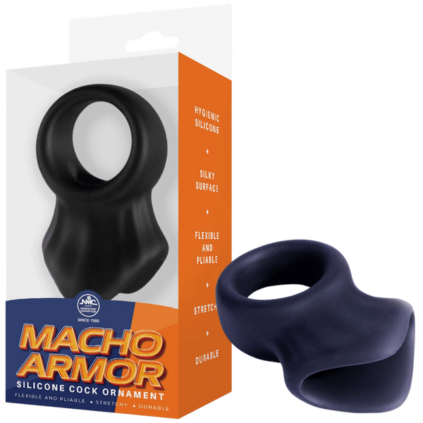 Excellent Power Macho Armor Silicone Cock & Ball Ornament Black