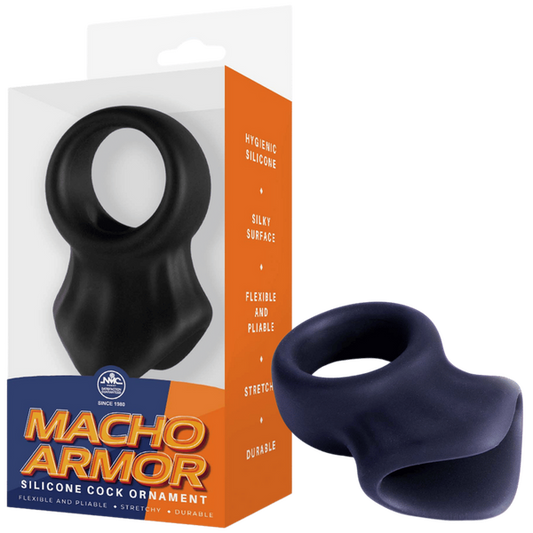 Excellent Power Macho Armor Silicone Cock & Ball Ornament Black
