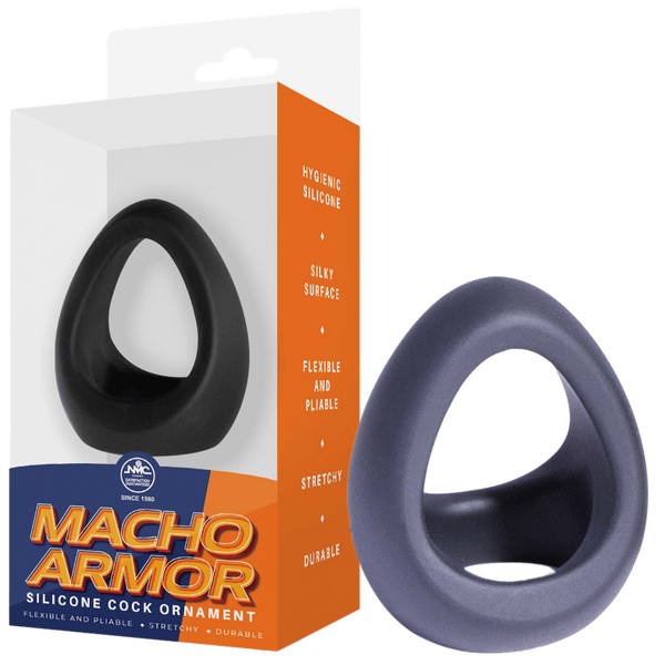 Excellent Power Macho Armor Silicone Cock & Ball Ring Ornament Black